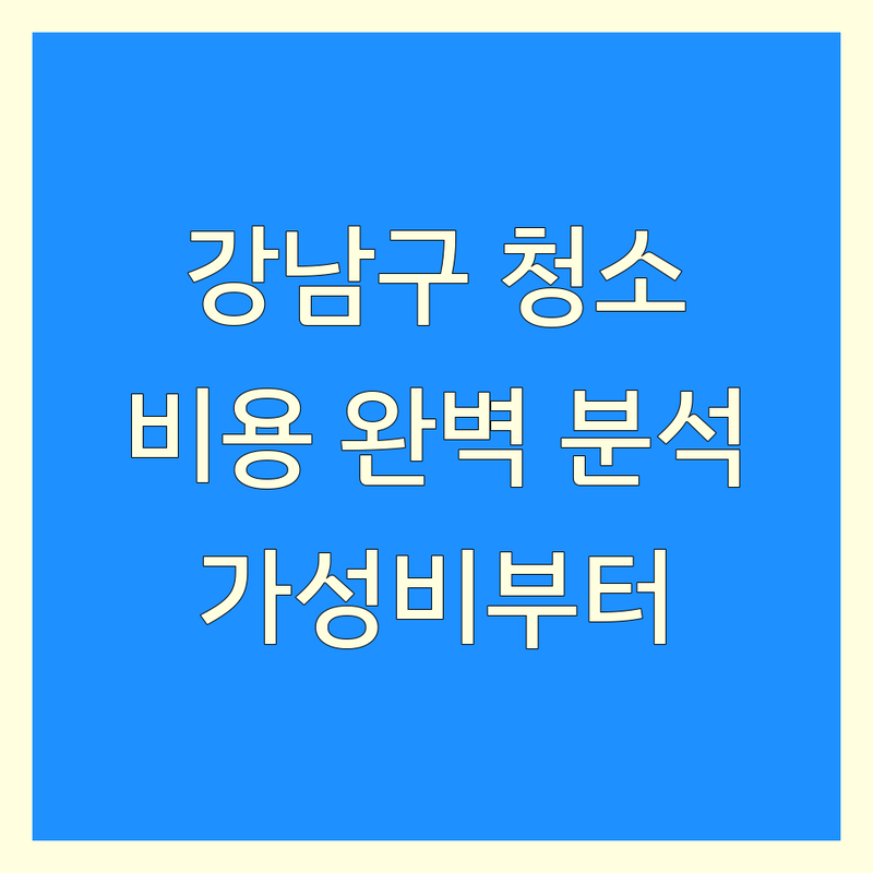 서울 강남구 청소 비용 완벽 분석 | 가성비 좋은 곳부터 프리미엄까지